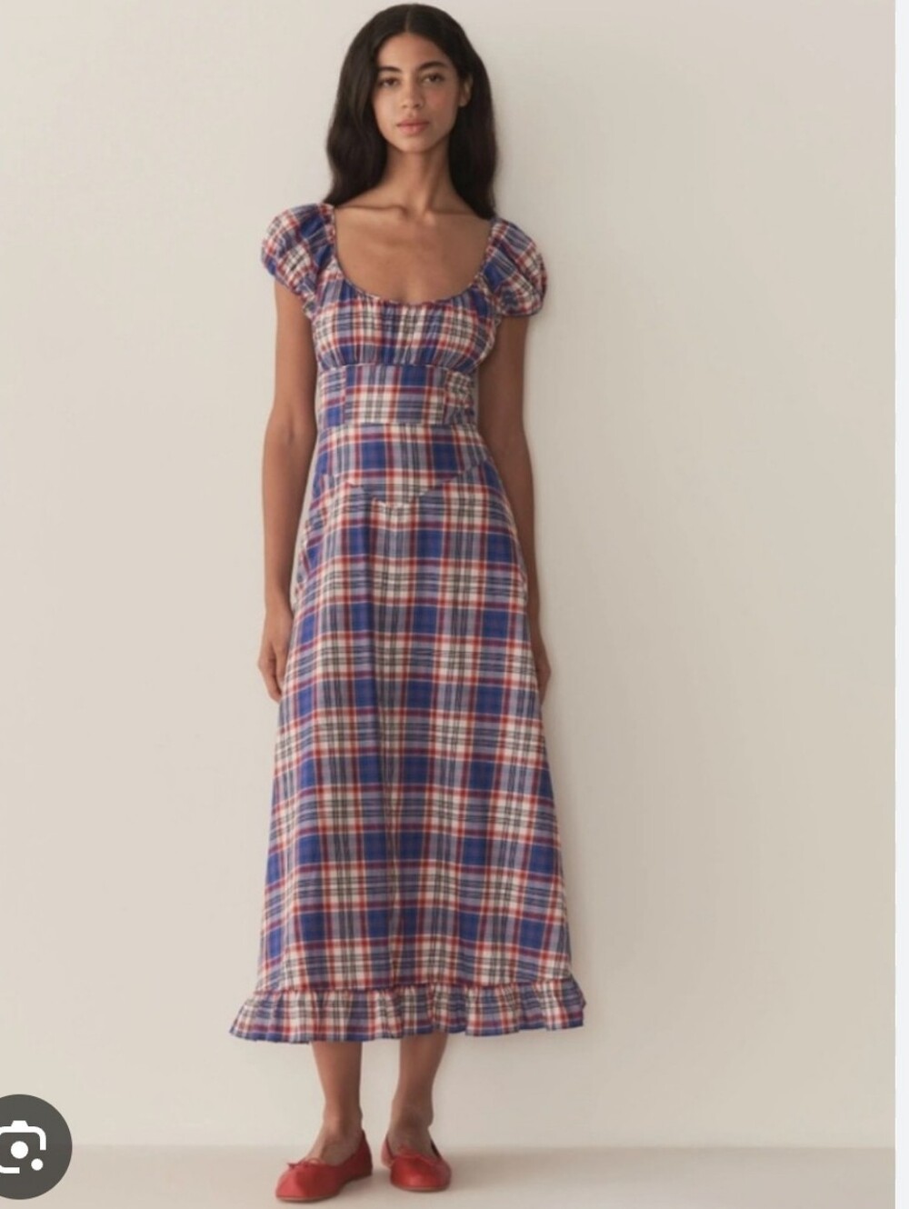 Doen Blue Red Plaid Maxi Dress